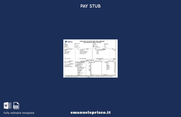 modello di busta paga della società di software Vervali Systems in stile verific